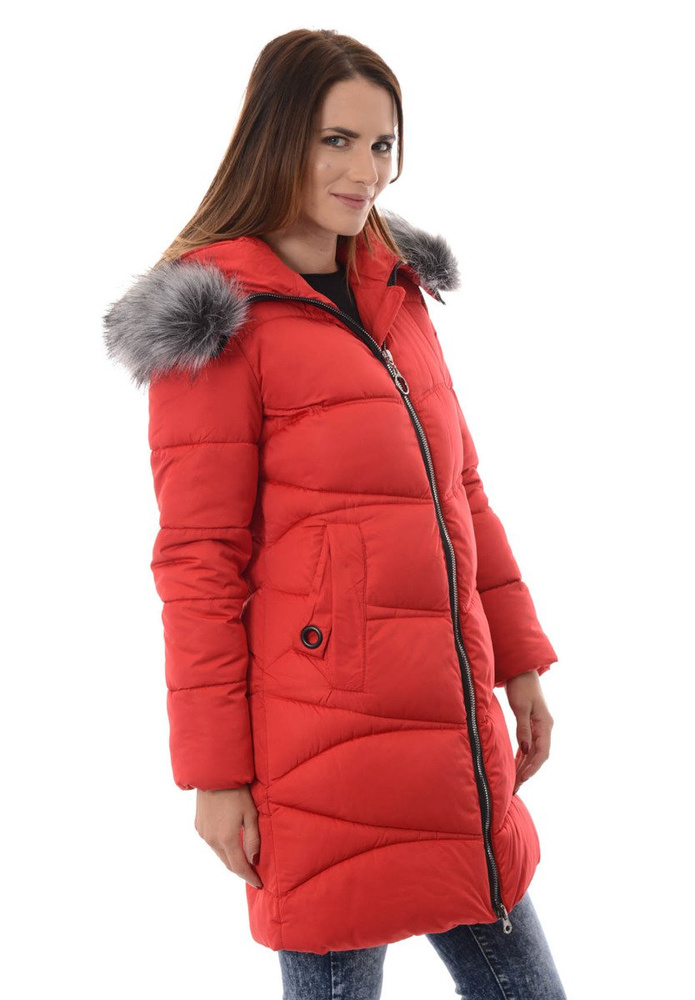 Damska Zimowa Kurtka Ortalionowa Klementyna Czerwona