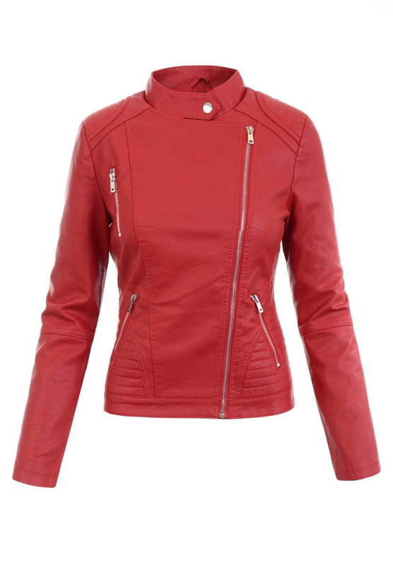 Damska Kurtka Ramoneska Róża Czerwona