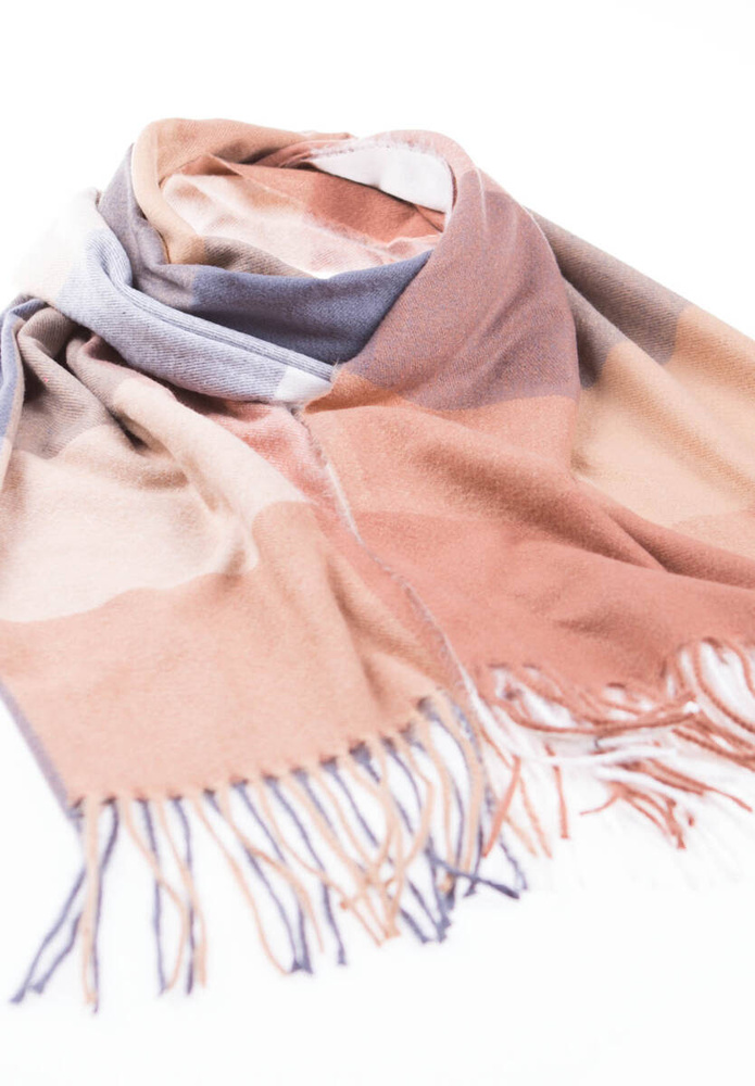 Szal Damski Brązowy W Kratę