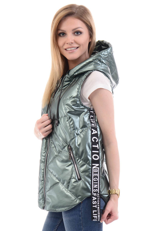 Damska Kamizelka Bezrękawnik Malina Zielony