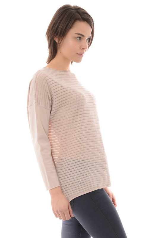 Damska Bluzka Sweterek Oversize Beżowa