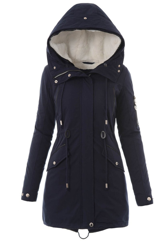 Damska Kurtka Parka Zimowa 2w1 Berta Granatowa