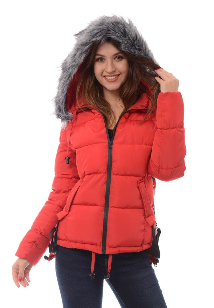 Damska Zimowa Kurtka Ortalionowa Czerwona