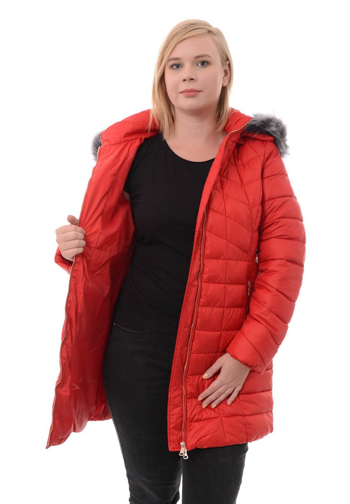 Damska Zimowa Ortalionowa Kurtka Marzena Czerwona
