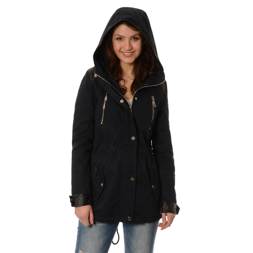 Damska Parka Przejściowa Granatowa