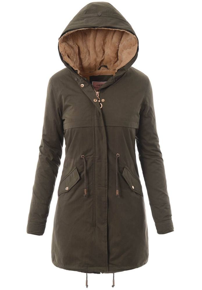 Damska Kurtka Parka Zimowa 2w1 Zielona