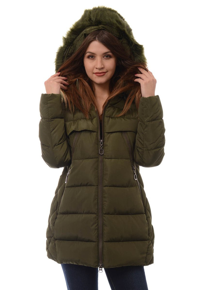 Damska Długa Zimowa Kurtka Ortalionowa Elena Zielona