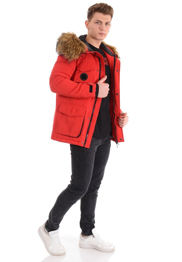 Męska Zimowa Kurtka Czerwona