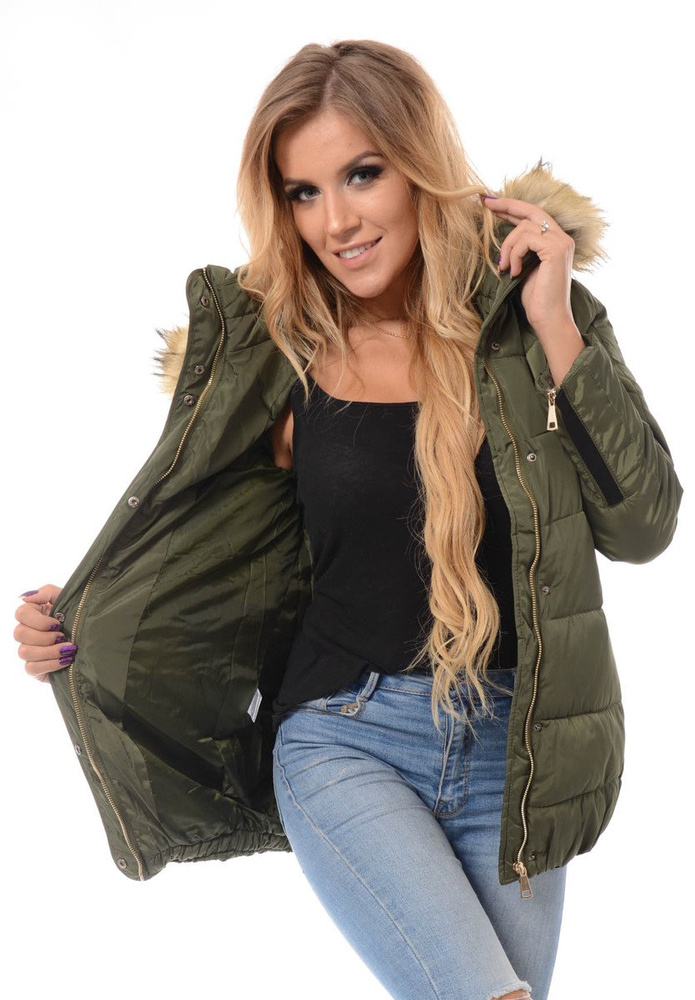 Damska Zimowa Kurtka Ortalionowa Renata Zielona