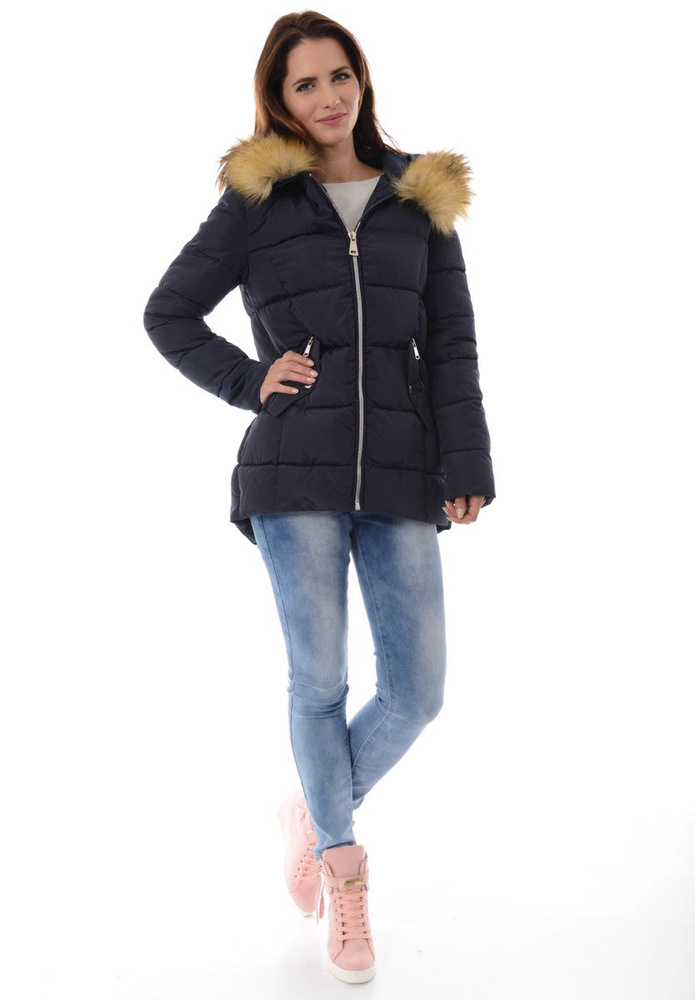 Damska Zimowa Kurtka Ortalionowa Granatowa