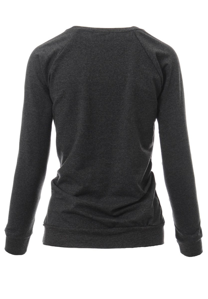 Damska Bluza Bawełniana Nadruk Queen Ciemno Szara