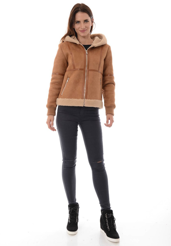 Damska Zimowa Kurtka Kożuszek Miriam Brązowa