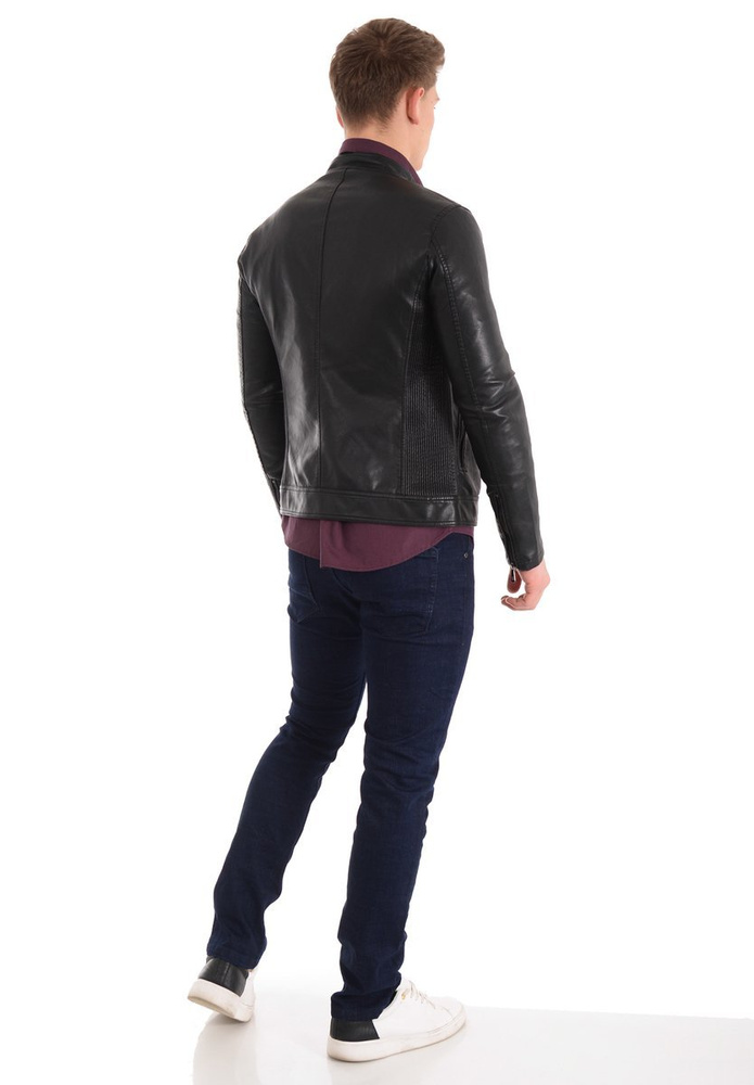 Męska Kurtka Skórzana Czarna