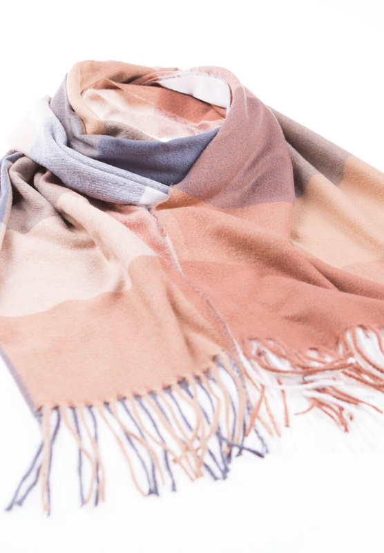 Szal Damski Brązowy W Kratę