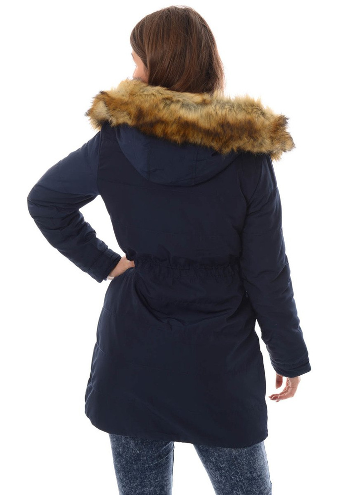 Damska Zimowa Kurtka Parka Granatowa