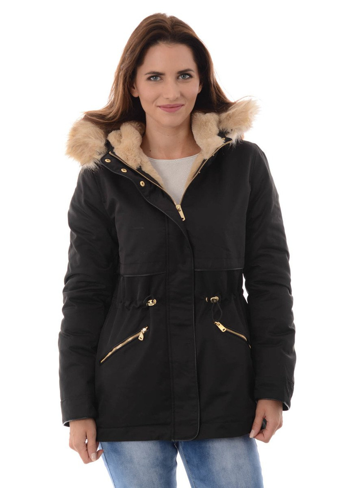 Damska Kurtka Parka Ortalionowa Zimowa Czarna