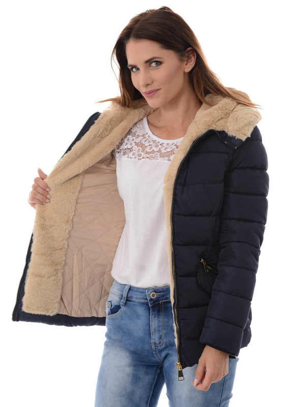 Damska Zimowa Kurtka Ortalionowa Emma Granatowa