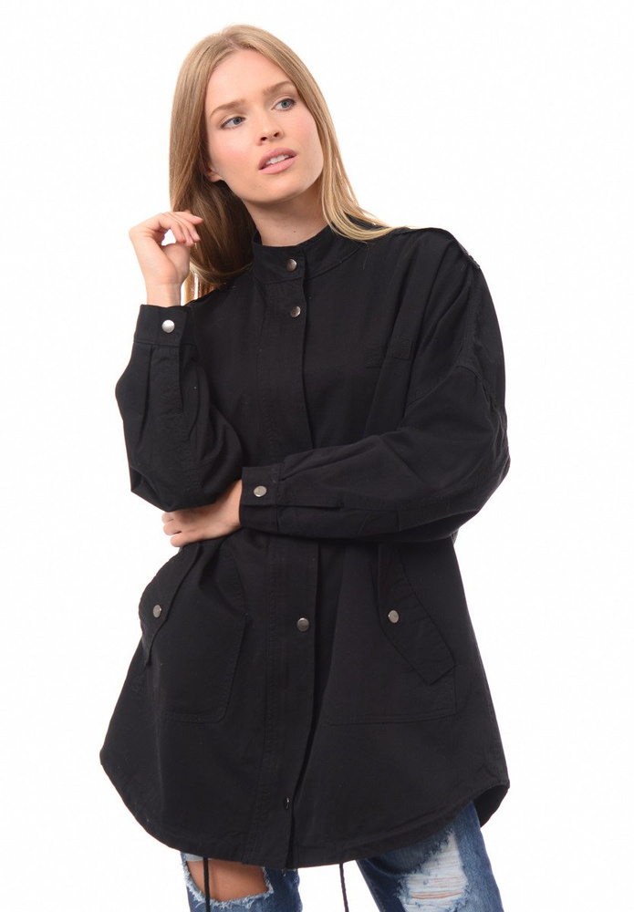 Damska Kurtka Parka Wiosenna Oversize Czarna