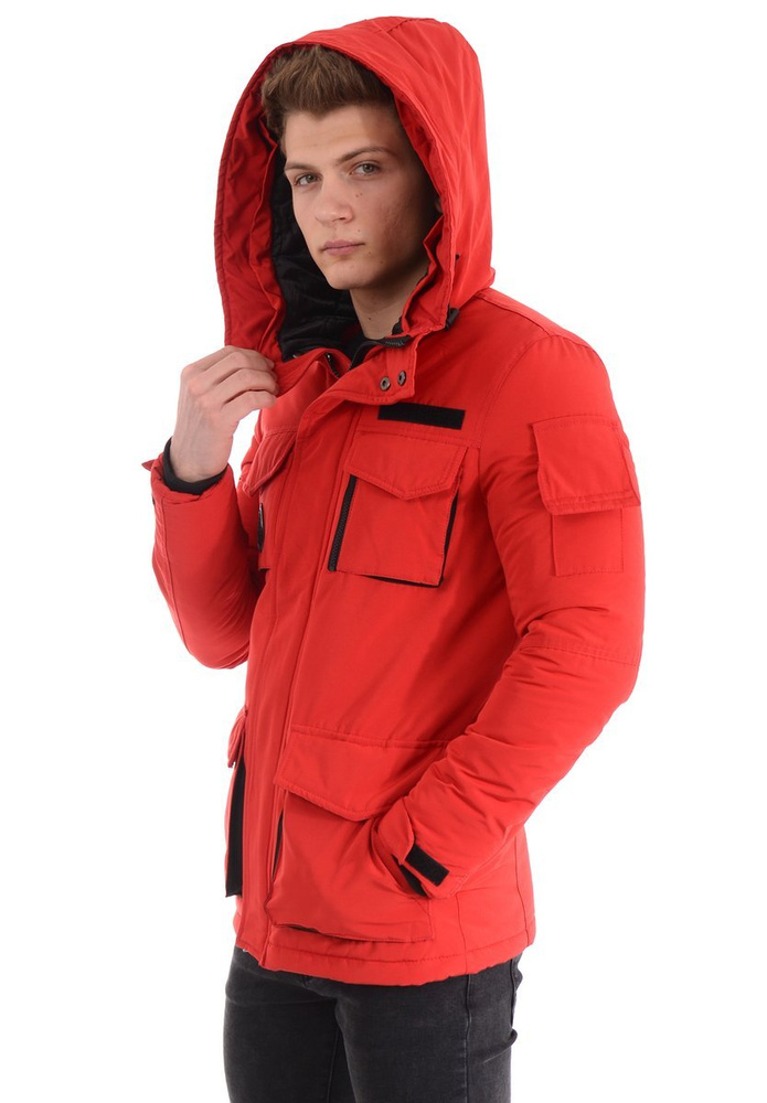 Męska Zimowa Kurtka Czerwona