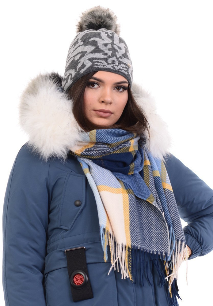 Szal Damski Żółto-Niebieski