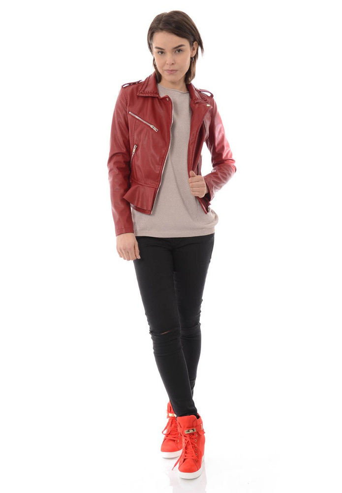 Damska Kurtka Ramoneska Elwira Bordowa
