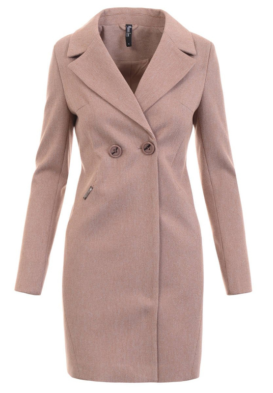 Dzianinowy Beżowo-Czerwony Płaszcz W Kratkę Wiosenno - Jesienny Bogumiła