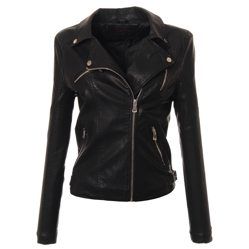 Damska Skórzana Kurtka Ramoneska Czarna