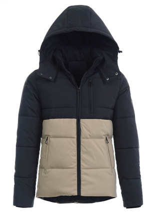 Męska Zimowa Kurtka Roman Beżowo-Czarna