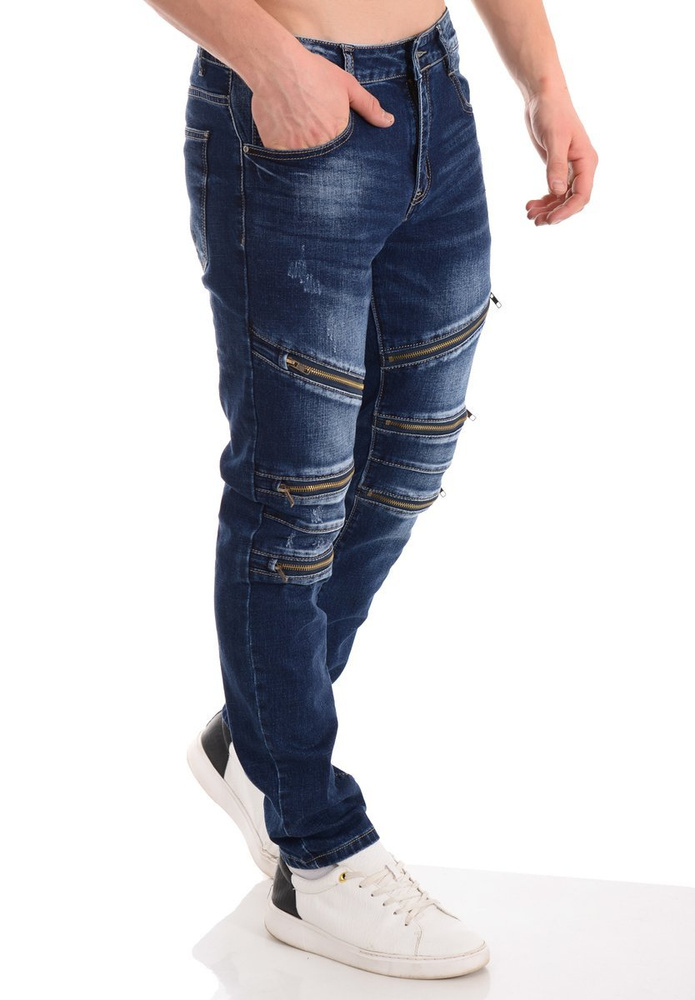 Męskie Spodnie Jeansowe Granatowe