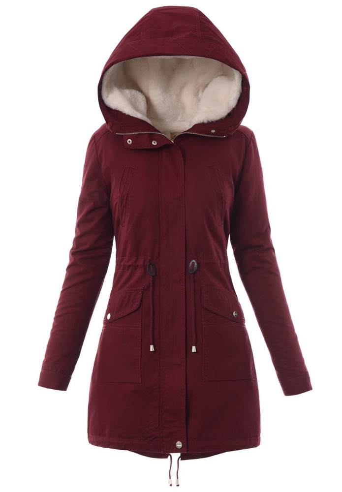 Damska Kurtka Parka Zimowa 2w1 Bordowa