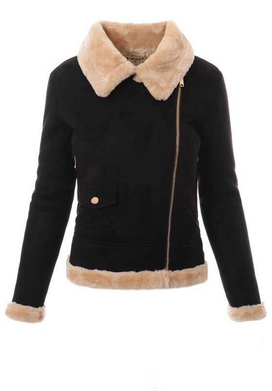 Damska Zimowa Kurtka Kożuszek Aurora Czarna