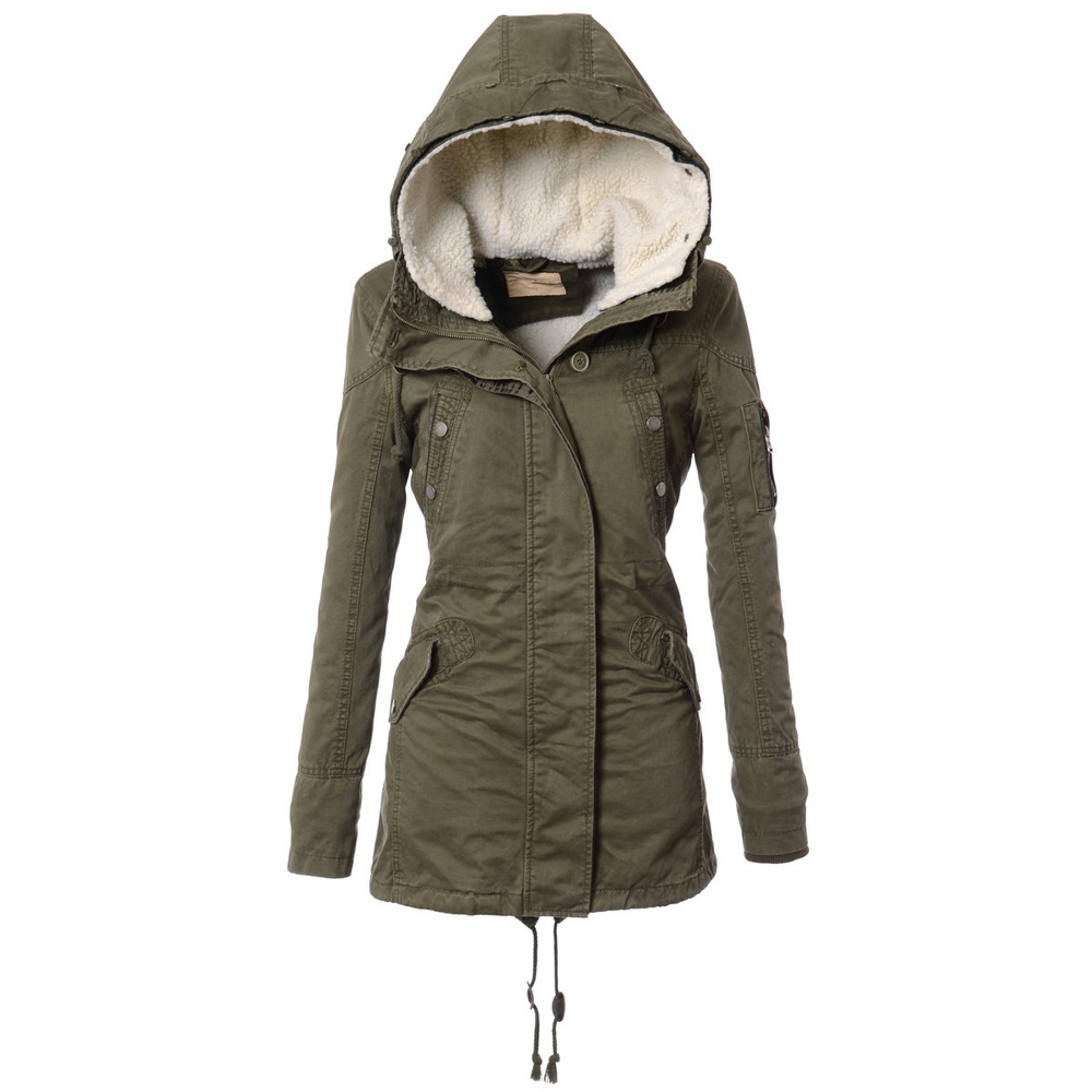 Damska Parka Kurtka Zimowa 2w1 Zielona