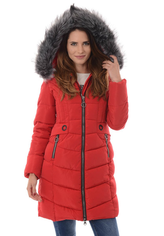 Damska Zimowa Kurtka Ortalionowa Elif Czerwona