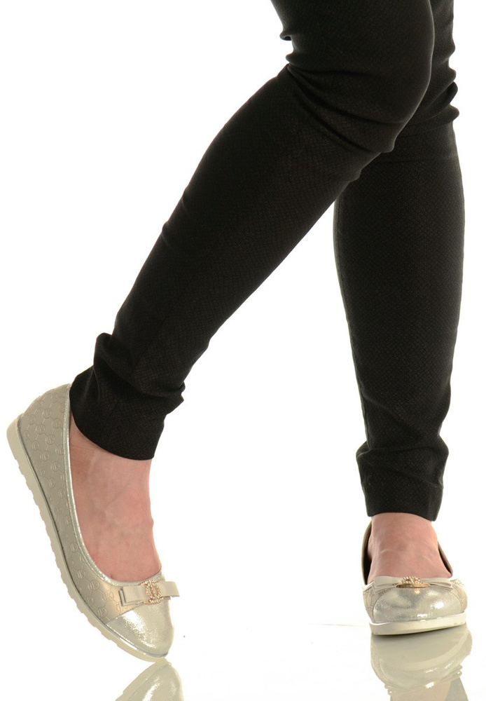 Damskie Buty Baleriny z Kokardką Niki Srebrne