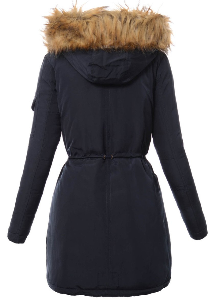 Damska Dwustronna Zimowa Kurtka Granatowa