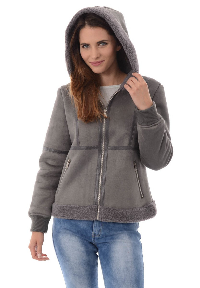 Damska Zimowa Kurtka Kożuszek Miriam Szara