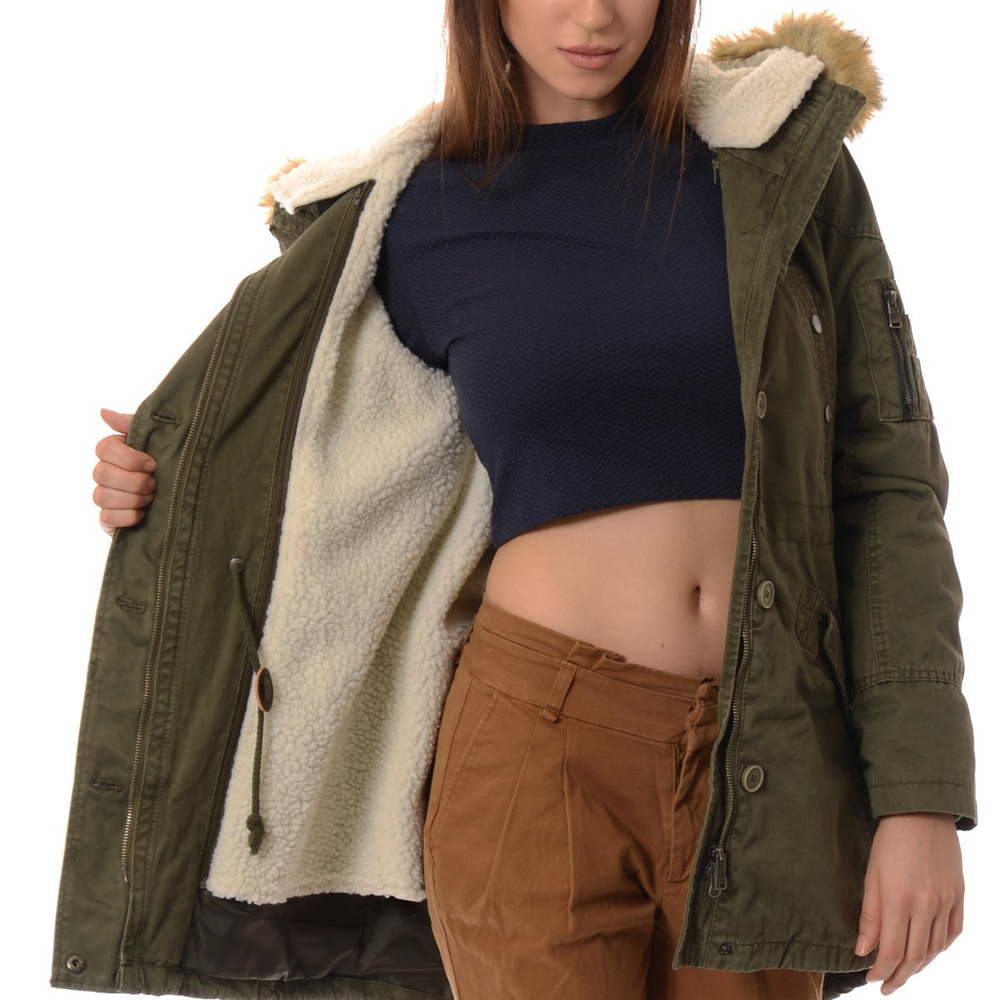 Damska Parka Kurtka Zimowa 2w1 Zielona