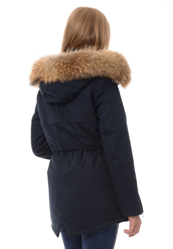 Kurtka Parka Julita Naturalne Futerko Jenot Granatowa