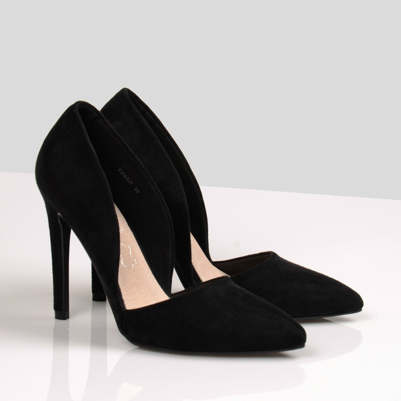 Welurowe Asymetryczne Szpilki Szic Czarne