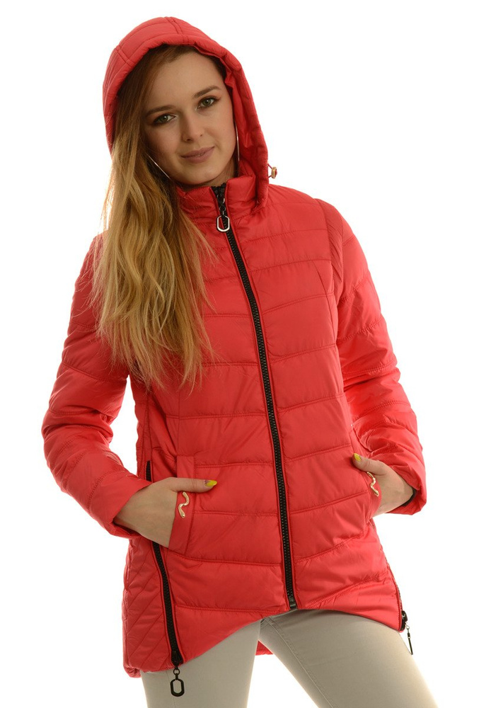 Damska Jesienna Wiosenna Kurtka / Bezrękawnik 2w1 Czerwona