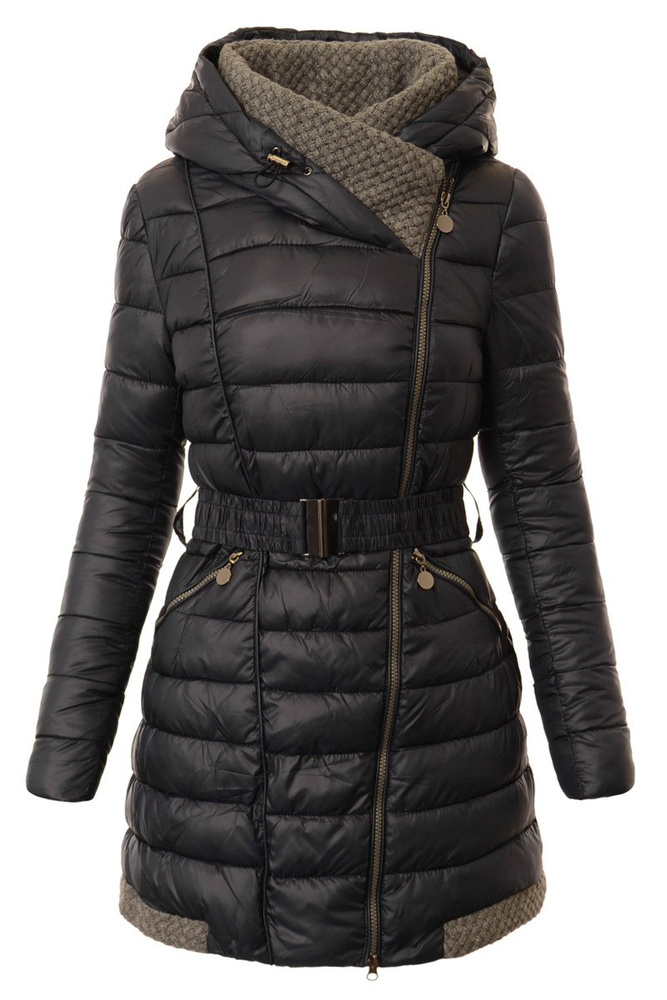 Damska Długa Zimowa Ortalionowa Kurtka Rose Granatowa