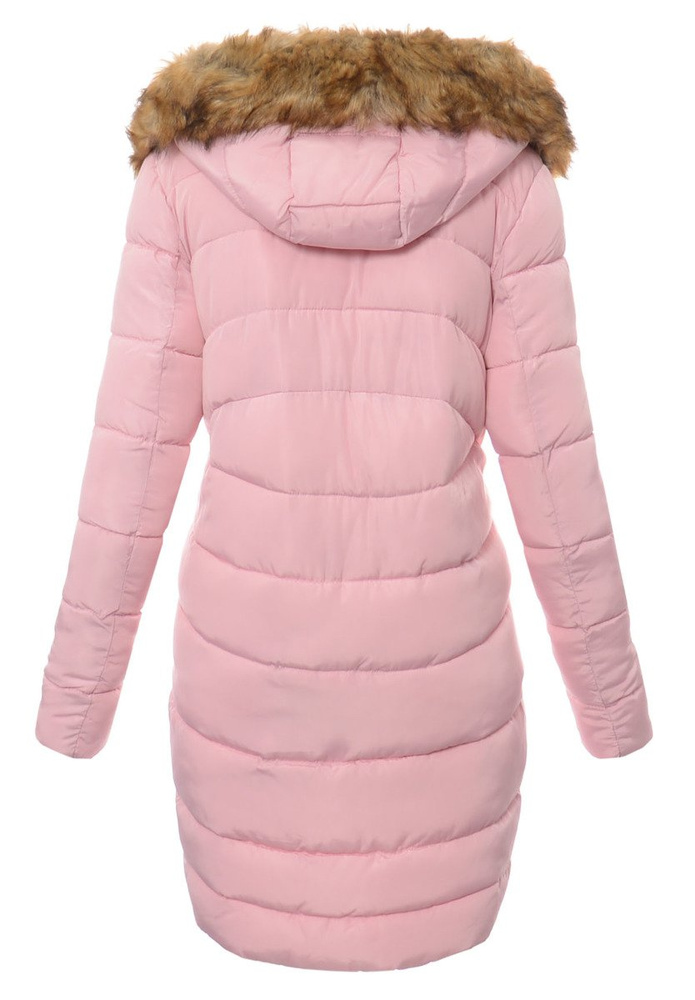 Damska Długa Zimowa Kurtka Ortalionowa Sara Różowa