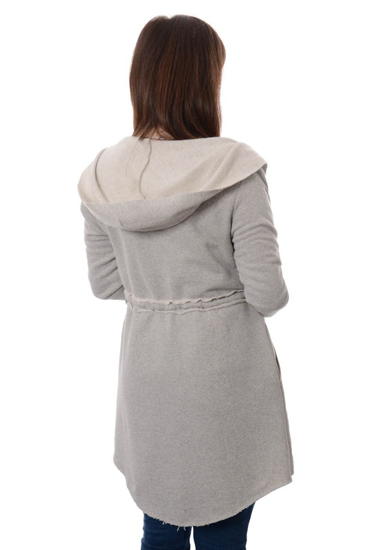 Damska Bawełniana Narzutka Kardigan Szary