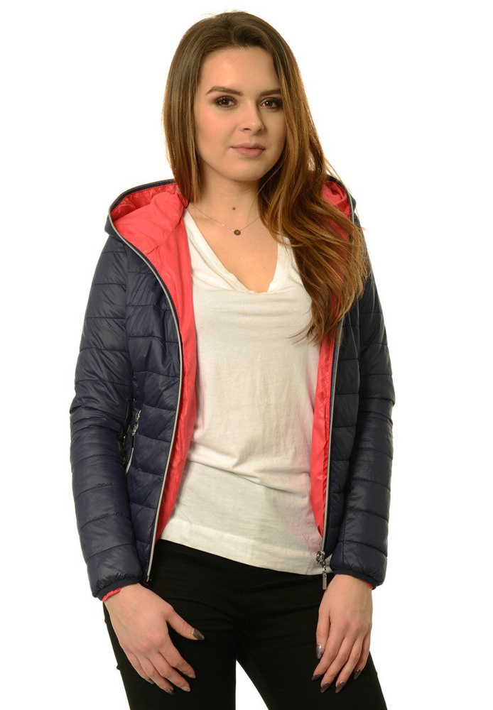 Damska Jesienna Wiosenna Dwustronna Kurtka Carla Granatowo Czerwona