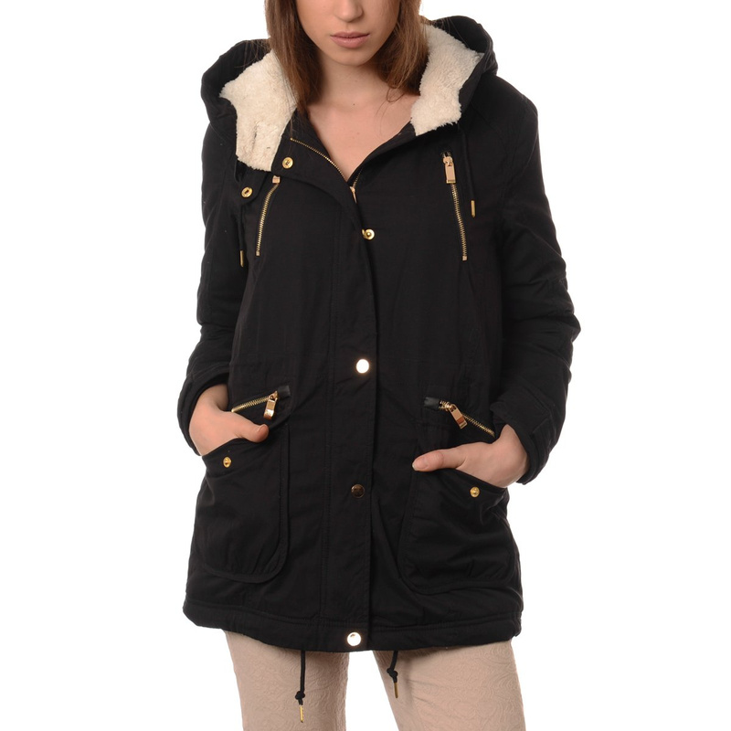 Damska Kurtka Parka Zimowa Czarna (595)