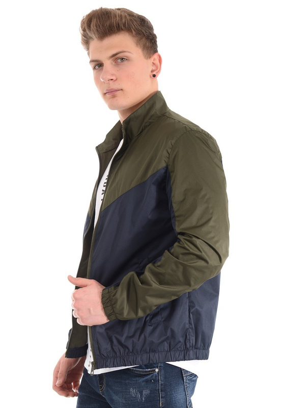 Męska Kurtka Wiosenna - Jesienna Wiatrówka Zielono- Granatowa