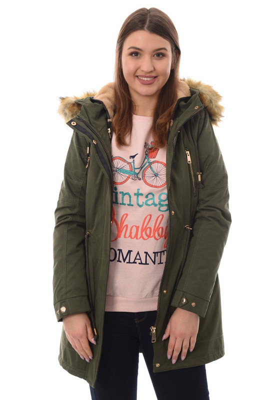 Damska Kurtka Parka Zimowa 2w1 Maryla Zielona