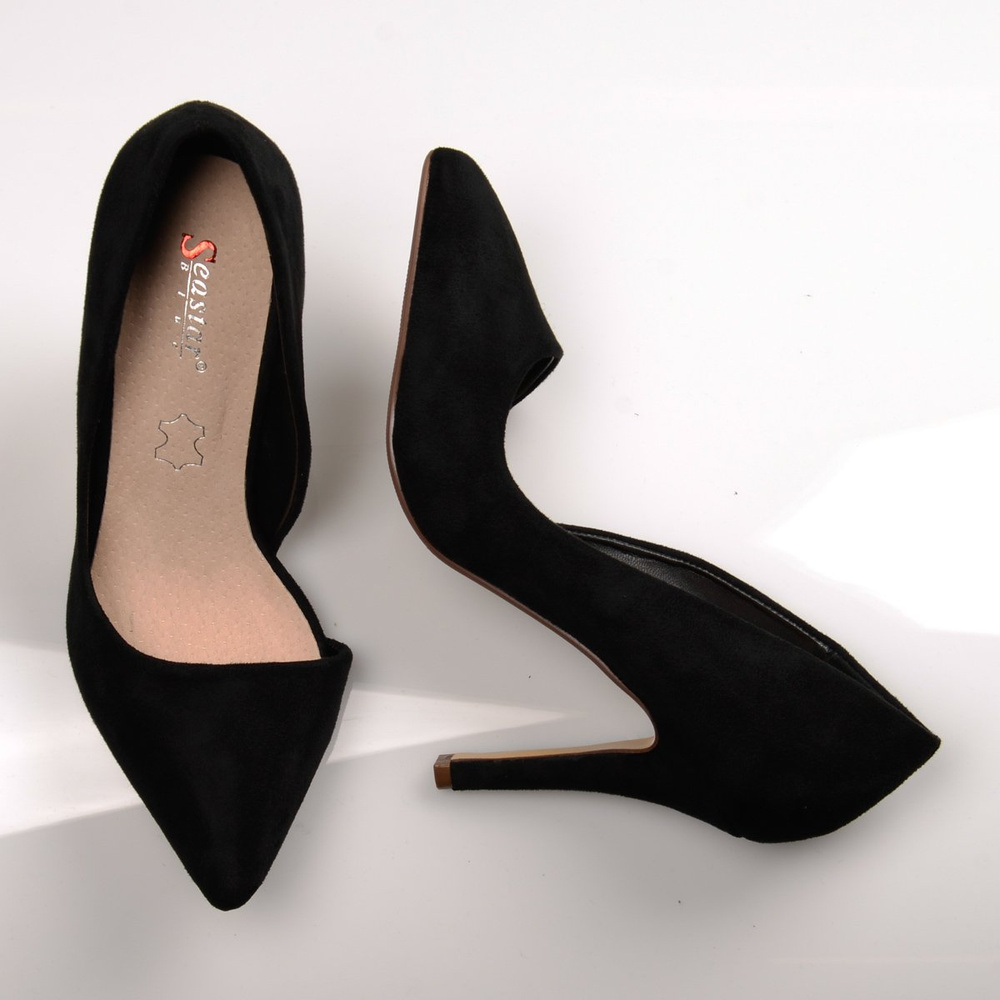 Asymetryczne Szpilki w Szpic Sandra Czarne