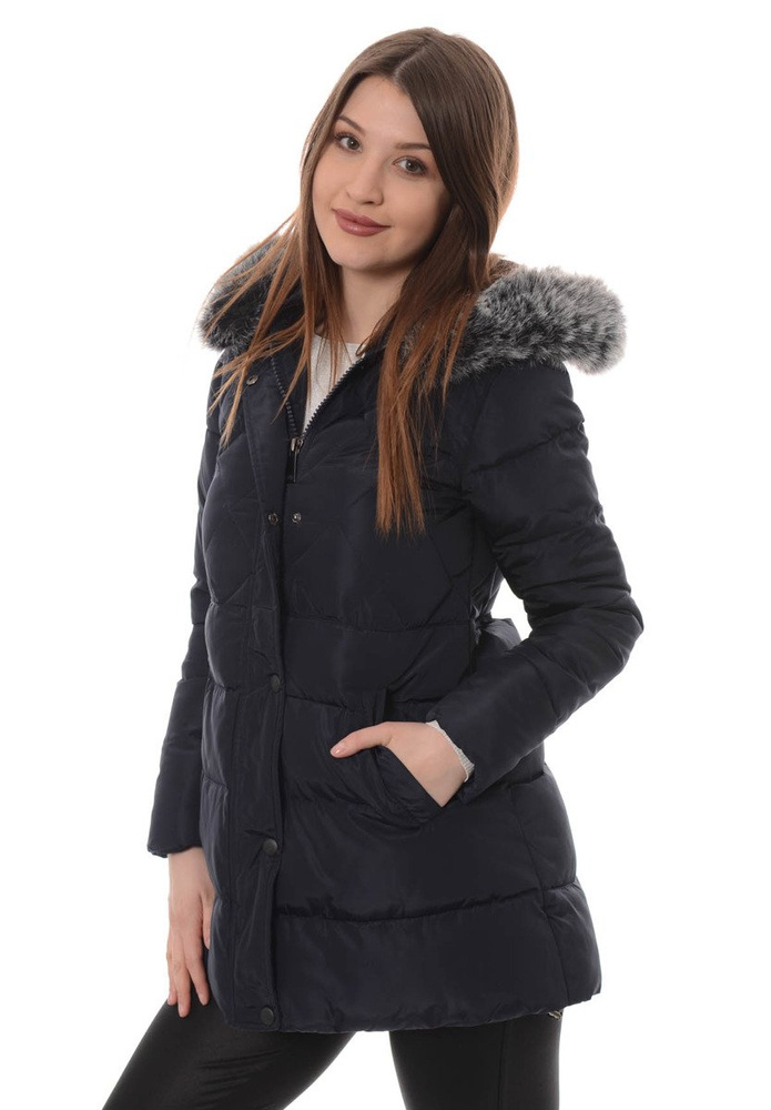 Damska Zimowa Kurtka Ortalionowa Granatowa