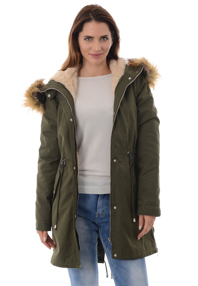 Damska Kurtka Parka Zimowa 2w1 Zielona